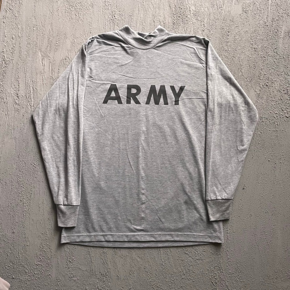 Vintage Army Physical Training Long Sleeve Shirt Mens Large Grey 90s US Army